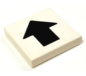 LEGO White Tile 2 x 2 with Black Arrow with Groove (3068)