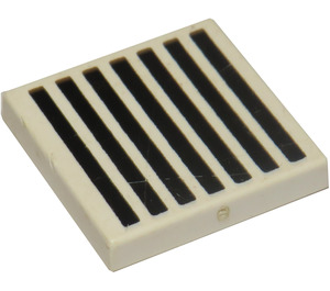 LEGO White Tile 2 x 2 with Black Grille with Groove (3068)