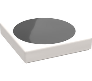 LEGO White Tile 2 x 2 with Black Large Circle with Groove (3068)