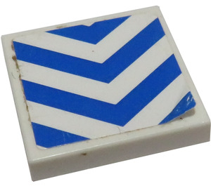 LEGO Weiß Fliese 2 x 2 mit Blau und Weiß Chevron Streifen  Aufkleber mit Nut (3068)