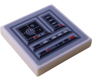 LEGO White Tile 2 x 2 with Buttons and Scope Sticker with Groove (3068)