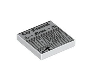 LEGO blanc Tuile 2 x 2 avec ‘City Financial News’ Newspaper avec rainure (3068 / 10876)