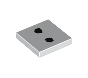 LEGO White Tile 2 x 2 with Coal Pattern with Groove (3068 / 39701)