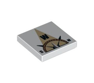 LEGO Weiß Fliese 2 x 2 mit Compass-Needle "W" mit Nut (3068 / 92437)