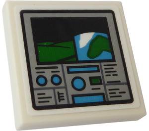 LEGO blanc Tuile 2 x 2 avec Computer Monitor avec Landscape Autocollant avec rainure (3068)