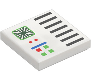 LEGO White Tile 2 x 2 with Control panel with black lines with Groove (3068 / 102322)