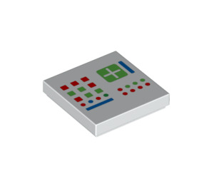 LEGO Hvit Tile 2 x 2 med Control Panel med Knapper med Rille (3068 / 102317)