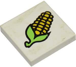 LEGO Hvit Tile 2 x 2 med Corn med Rille (3068)