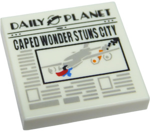 LEGO Wit Tegel 2 x 2 met Daily Planet Newspaper met groef (3068 / 66528)