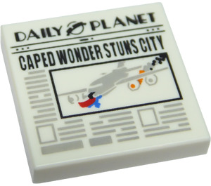 LEGO White Tile 2 x 2 with Daily Planet Newspaper with Groove (3068 / 66528)