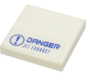 LEGO blanc Tuile 2 x 2 avec 'DANGER', 'JET EXHAUST' Autocollant avec rainure (3068)