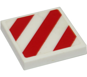LEGO Wit Tegel 2 x 2 met Danger Strepen Sticker met groef (3068)
