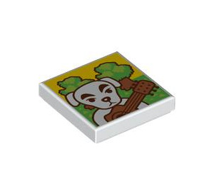 LEGO White Tile 2 x 2 with Dog with Guitar with Groove (3068 / 106561)