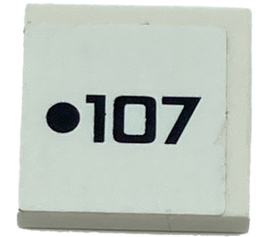 LEGO Wit Tegel 2 x 2 met Dot 107 Sticker met groef (3068)