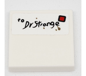 LEGO Weiß Fliese 2 x 2 mit Envelope mit Handwritten 'to Dr Strange' Aufkleber mit Nut (3068)