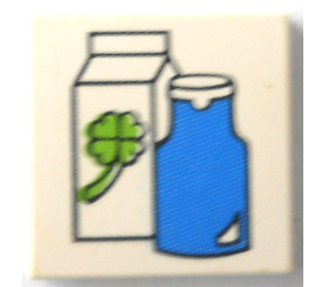 LEGO Valkoinen Laatta 2 x 2 jossa Fabuland Milk Carton ja Pullo uralla (3068)