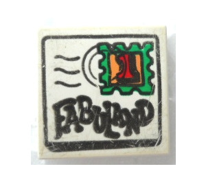 LEGO blanc Tuile 2 x 2 avec Fabuland Stamp avec rainure (3068)