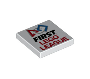 LEGO Hvit Tile 2 x 2 med First Lego League med Rille (3068 / 28675)