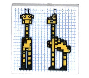 LEGO White Tile 2 x 2 with Giraffes with Groove (3068)