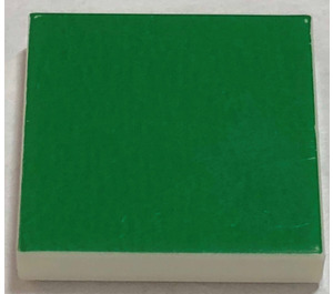 LEGO White Tile 2 x 2 with Green with Groove (3068)