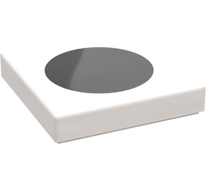 LEGO White Tile 2 x 2 with Groove and Black Circle with Groove (3068)