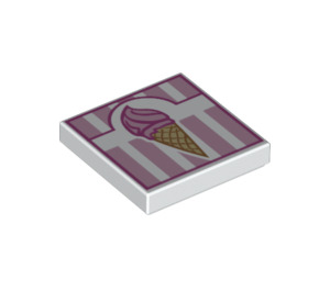 LEGO blanc Tuile 2 x 2 avec Ice-cream Cône avec rainure (3068 / 21654)