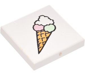 LEGO blanc Tuile 2 x 2 avec Crème glacée avec rainure (3068)