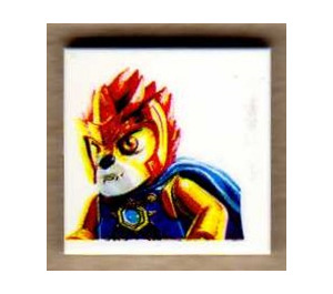 LEGO White Tile 2 x 2 with Legends of Chima's Laval with Groove (3068)