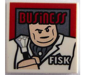 LEGO White Tile 2 x 2 with Magazine 'BUSINESS' and 'FISK with Groove (3068)
