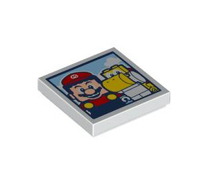 LEGO White Tile 2 x 2 with Mario and Yellow Yoshi with Groove (3068 / 103769)