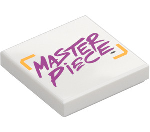 LEGO White Tile 2 x 2 with "Master Piece" with Groove (3068 / 104793)