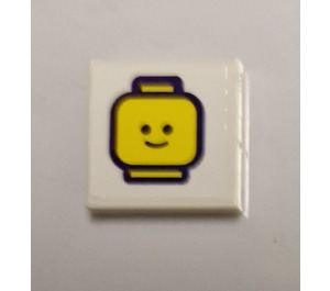 LEGO White Tile 2 x 2 with Minifigure Head Sticker with Groove (3068)