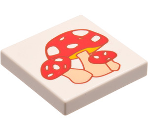 LEGO Weiß Fliese 2 x 2 mit Mushrooms mit Nut (3068 / 51358)