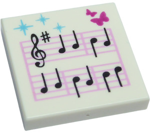 LEGO blanc Tuile 2 x 2 avec Music Notes avec rainure (3068 / 10215)