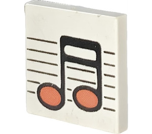 LEGO White Tile 2 x 2 with Music Notes with Groove (3068)