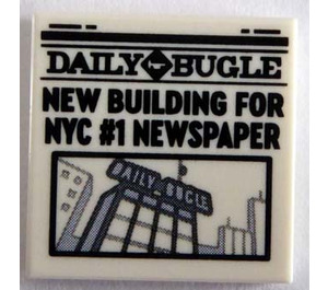 LEGO Wit Tegel 2 x 2 met Newspaper 'DAILY BUGLE' en 'NEW BUILDING FOR NYC #1 NEWSPAPER' met groef (3068)