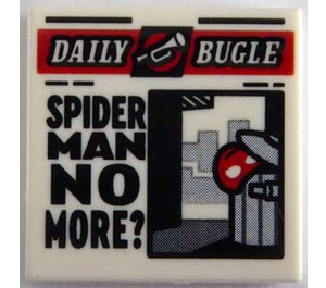 LEGO blanc Tuile 2 x 2 avec Newspaper 'DAILY BUGLE' et 'Araignée MAN NO MORE?' avec rainure (3068)