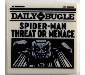 LEGO Weiß Fliese 2 x 2 mit Newspaper 'DAILY BUGLE' und 'SPIDER-Mann THREAT Oder MENACE' mit Nut (3068)