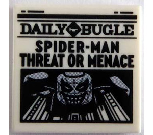 LEGO White Tile 2 x 2 with Newspaper 'DAILY BUGLE' and 'SPIDER-MAN THREAT OR MENACE' with Groove (3068)