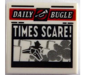 LEGO Bílá Dlaždice 2 x 2 s Newspaper 'DAILY BUGLE' a 'TIMES SCARE!' s drážkou (3068)