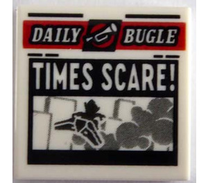 LEGO White Tile 2 x 2 with Newspaper 'DAILY BUGLE' and 'TIMES SCARE!' with Groove (3068)