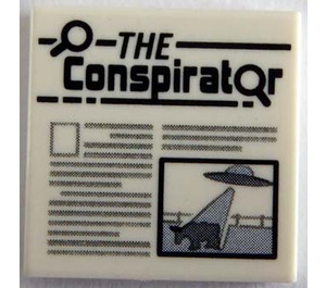 LEGO Hvit Tile 2 x 2 med Newspaper 'THE Conspirator' med Rille (3068)