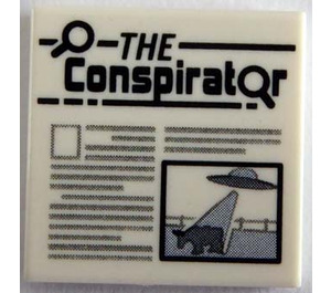 LEGO White Tile 2 x 2 with Newspaper 'THE Conspirator' with Groove (3068)