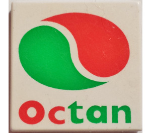 LEGO Valkoinen Laatta 2 x 2 jossa Octan logo uralla (3068)