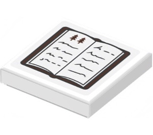 LEGO blanc Tuile 2 x 2 avec Open Book avec Text Autocollant avec rainure (3068)