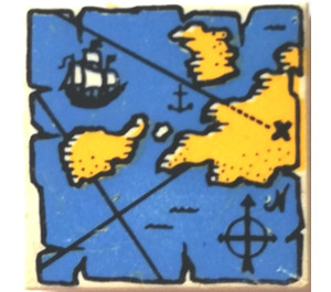 LEGO blanc Tuile 2 x 2 avec Pirate Treasure Map avec rainure (3068 / 19524)