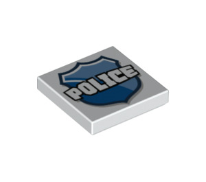 LEGO White Tile 2 x 2 with 'POLICE' Badge with Groove (3068 / 24739)