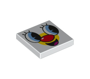 LEGO blanc Tuile 2 x 2 avec Powerpuff Girls Smartphone Affronter, rouge nose avec rainure (3068 / 34413)