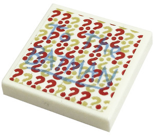 LEGO White Tile 2 x 2 with Question marks and 'To The BATMAN' Sticker with Groove (3068)