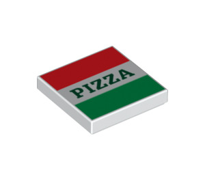 LEGO blanc Tuile 2 x 2 avec rouge et Green Rayures et Pizza avec rainure (3068 / 29716)